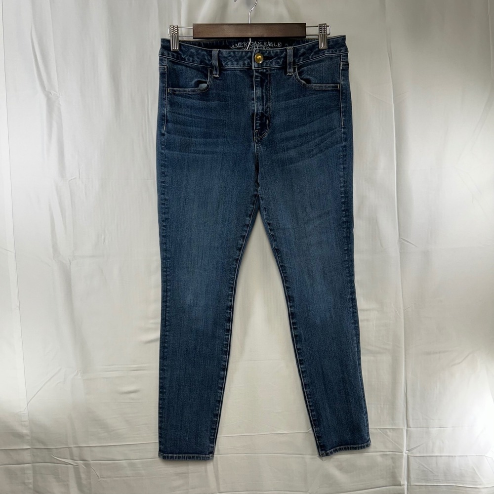 American Eagle Jegging Womens 12 Blue High Rise 360 Super‎ Stretch Skinny Pants
